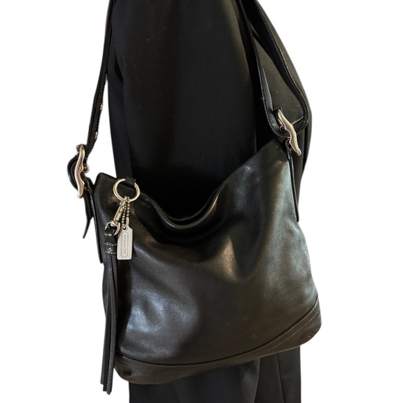 Coach Black Leather Shoulder Bag with Silver Hardware | Good Condition - Picture 1 of 13